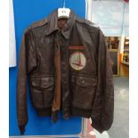 A US pilot's-style leather jacket with "One Helluva Hump" transfer to the back,