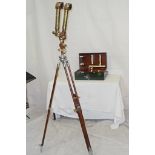 A WW1 donkey eared stereoscopic viewer on tripod stand by Ross No.