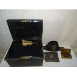 A Victorian serviceman's trunk (1873-4) with Gillot & Masel naval hat, writing folder,