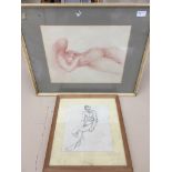 Two nude figural studies, one of a seated lady, signed lower right,