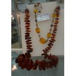 An amber necklace;