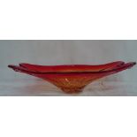 An orange/mauve Murano glass centrepiece