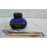 A Cross fountain pen and biro;