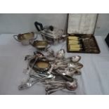 A quantity of EPNS to include tea service & flatware