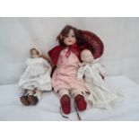 Three dolls to inc bisque and wax examples