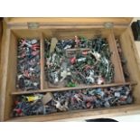 A box of lead figures mainly soldiers and military figures to inc Britains