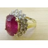 A large 9ct ruby dress ring