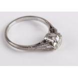 A 1 carat old cut champagne diamond solitaire ring, (spread 1ct moe 84ct),