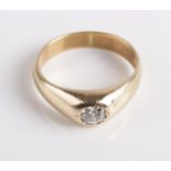 A gentleman's 18ct diamond solitaire ring with rubover mount, brilliant cut diamond, approx 0.