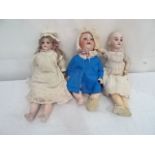 Three German Bisque composition dolls to inc Armand Marseille