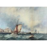 English School (19th century): Rough seas, Burlington Quay, Yorkshire, watercolour,