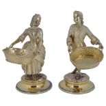 A Pair of Modern Silver-Gilt Figural Table Salt Cellars, by Richard Jarvis,