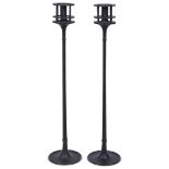 A Pair of Stylish 20th Century Danish Cast-Iron Candlesticks by Jens H.