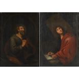 Continental School (18th century): A pair of portraits depicting Saints, oils on canvas,