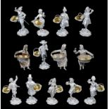 A Set of 13 Cast Silver Figural Salt Cellars, by Richard Jarvis,