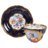 A large Meissen cabinet cup and saucer, circa 1900: The cup of ogee shape,