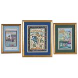 Three Persian Paintings: 19th century watercolours on paper.