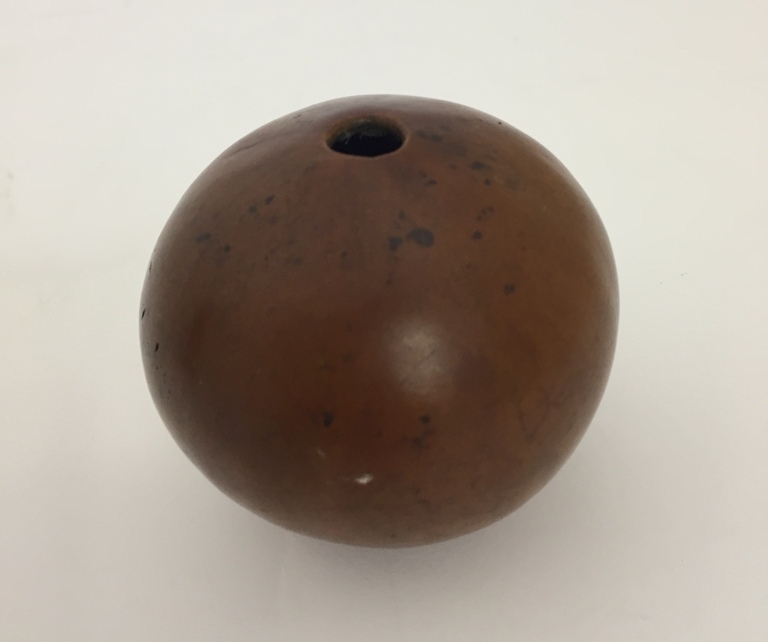 A Chinese Bamboo Brushpot and Large Fruit Stone Water Sprinkler: 19th century The brushpot carved - Image 8 of 10