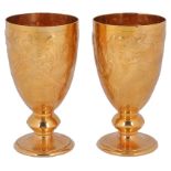 A Pair of 18ct Gold Commemorative Heraldic Goblets, by Richard Jarvis,