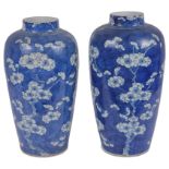 Two Chinese Blue and White Prunus Blossom Vases: To include: an 18th-century vase (H 37 cm) and a