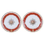 A Pair of Russian Porcelain Plates from the Imperial Order of St Alexander Nevsky Service (1855 -