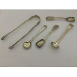 19th c silver flatware to inc sauce spoons/shovels and snips