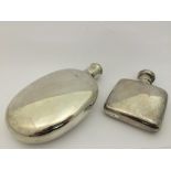 Two HM silver Victorian hipflasks