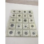 A folder of 20 Roman coins all identified: silver and AE