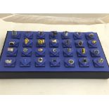 A jeweller's tray of 27 semi-precious stone set rings to inc mookits, quartz, laspanorite, amethyst,