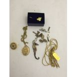 A quantity of dress jewellery to inc a 14k pendant silver, seahorse cufflinks,