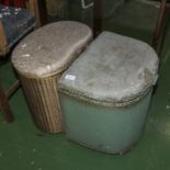 Two Lloyd Loom style linen baskets