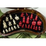 A Chinese ivory part chess set.