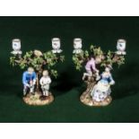 A pair of Meissen candlesticks 22.5cm high