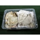 A box of vintage linen