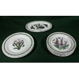 Portmeirion Botanic Garden ware, two oval serving plates, three large plates and six dinner plates