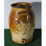 A stoneware barrel with Prince of Wales feather decoration