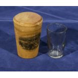 A Mauchline Ware shot glass holder