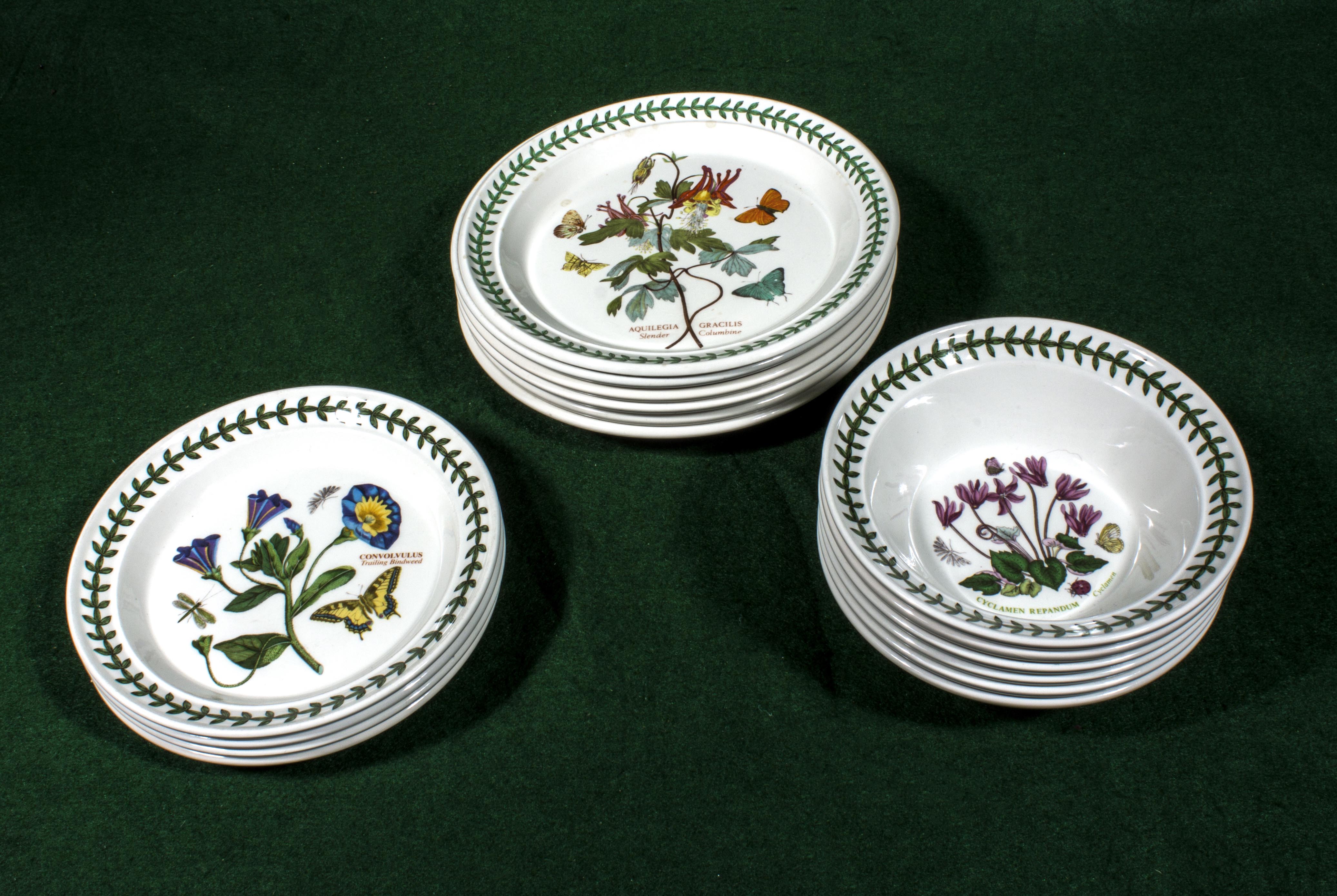 Portmeirion Botanic Garden ware, six tea plates, four side plates and six bowls