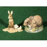 Two Border Fine Arts figure groups, 'Rabbit' and 'Hare with Apple