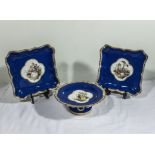 A Meissen comport and two square plates