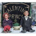 Valentine Prince circa 1940's, two ventriloquist dummies owned by Scottish performer together with