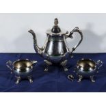 A three piece silver plated coffee service