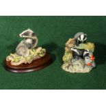 Two Border Fine Arts figure groups, 'Badger and Badger cubs at sett