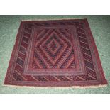 A 100% hand knotted woolen Tribal Gazac rug, 124cm a 128cm