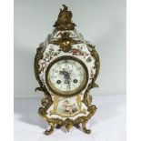 A French porcelain and ormolu mounted mantle clock