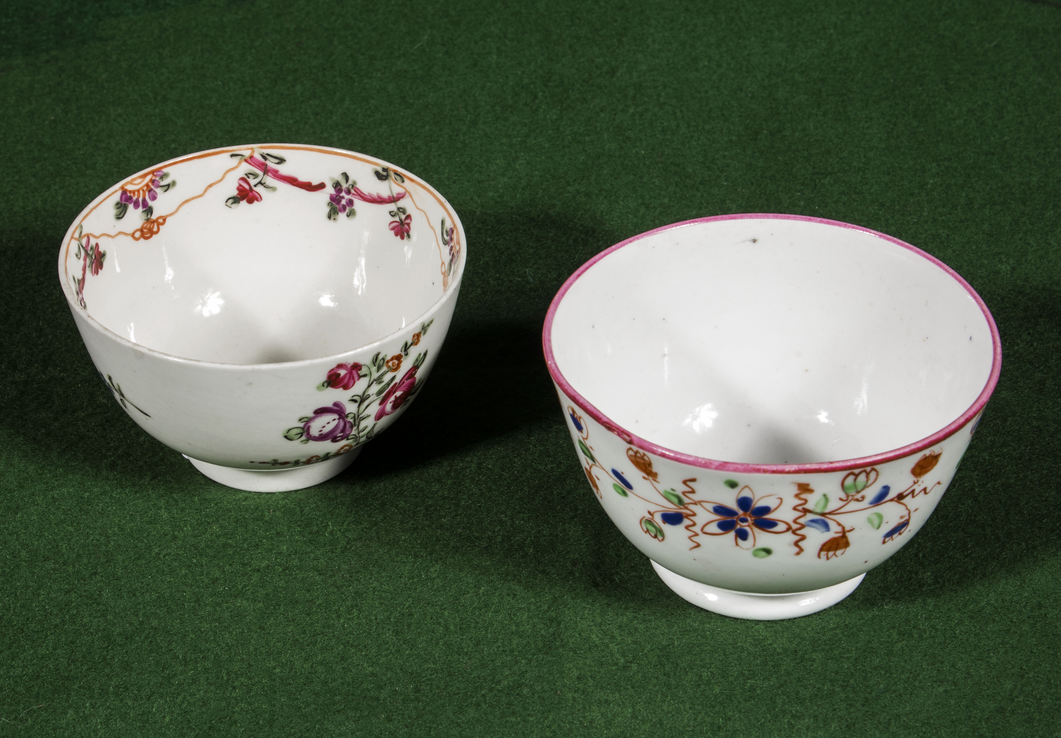 A Worcester decorated tea bowl and one other