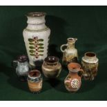 A collection of West German pottery vases