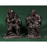 A pair of bronze figures, 34cm high