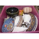 A box containing china and pottery items