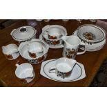 Meakin poppy pattern part dinner service and six jugs